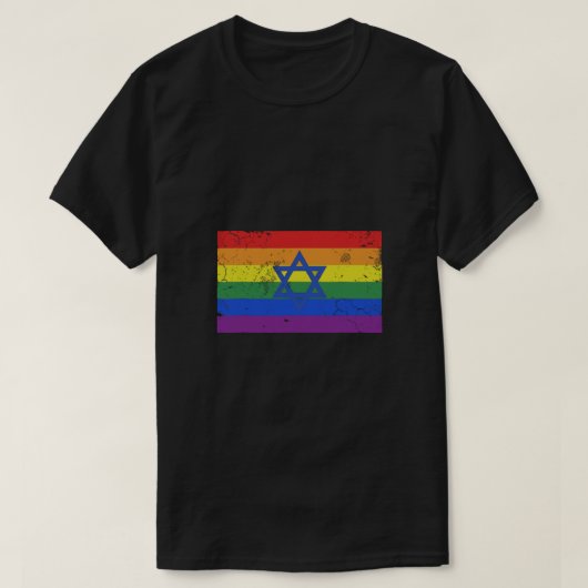 ユダヤ人イスラエルLGBTゲイプライド国旗 Tシャツ (デザイン正面)