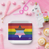 ユダヤ人インクルーシブプライド国旗の紙プレート ペーパープレート (パーティー)