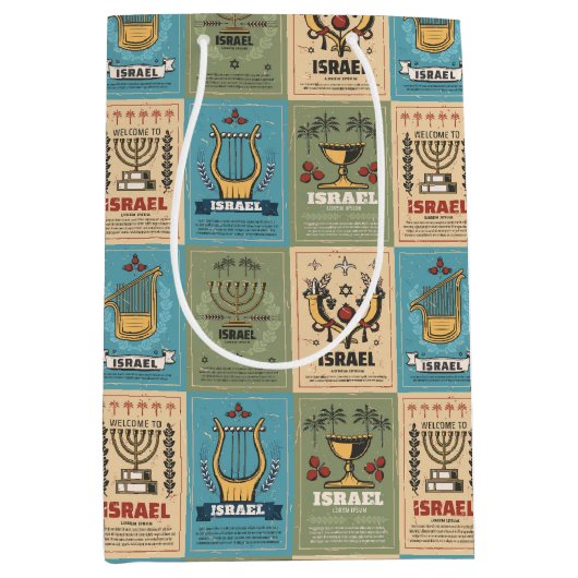 ユダヤ人ギフト – 休日抱き枕 – ハヌカー ミディアムペーパーバッグ (正面)