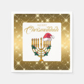 ユダヤ人ハヌカーお祝いメリークリスムカ スタンダードカクテルナプキン (正面)