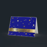 ユダヤ人ハヌッカゴールデンブルースターグリーティングカード シーズンカード<br><div class="desc">青と金色の星の背景ストライプに「ハヌカー」という青い表現を持つ金色のカード。カードの中にはハヌカーの休日の挨拶がある。休日の素晴らし郵送体験のカードと愛する人のユニーク贈り物である。封筒やシール、スタンプとマッチさせることもできる。</div>