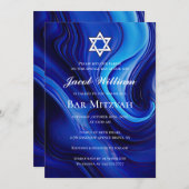 ユダヤ人バー（ユダヤ教の）バル・ミツバーブルーフルードアート招待状 招待状 (正面/裏面)