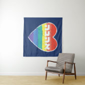 ユダヤ人プライド、ヘブライ語の「愛」 – 「アハバ」と「レインボー」 タペストリー (インサイチュ(横))