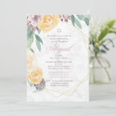 ユダヤ人ベビーの名前の幾何学的なフローラエレガントピンク 招待状 (スタンド正面)