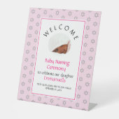 ユダヤ人ベビーの命名 | Simchatこうもり |写真 |ピンク 台座サイン (正面)