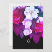 ユダヤ人ベビー名前付けフローラ紫ブラック金ゴールド 招待状 (裏面)