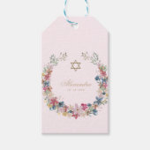 ユダヤ人ベビー命名場フラワー金ゴールド星ダビデ ギフトタグ (正面)