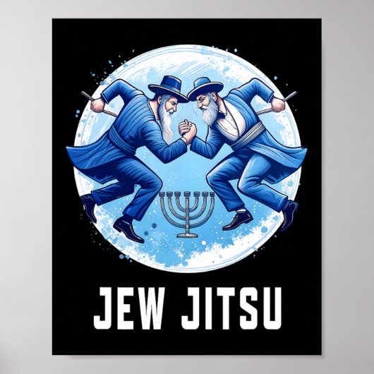 ユダヤ人ユダヤ人おもしろいの実柔術Hanukkah Rabbi空手チャヌ ポスター (正面)