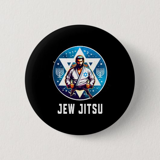 ユダヤ人ユダヤ人おもしろいの実柔術Hanukkah Rabbi空手チャヌ 缶バッジ (正面)