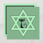 ユダヤ人子猫スターオブデイヴィッド・ハヌカー 招待状 (正面/裏面)