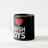 ユダヤ人少年を愛するIハートユダヤ人少年ハヌカー ツートーンマグカップ (正面左)