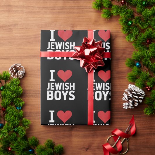 ユダヤ人少年を愛するIハートユダヤ人少年ハヌカー ラッピングペーパー (クリスマスギフト)