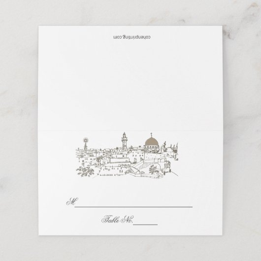 ユダヤ人座席表エルサレムの光景テーブルカード プレイスカード (外部開封)