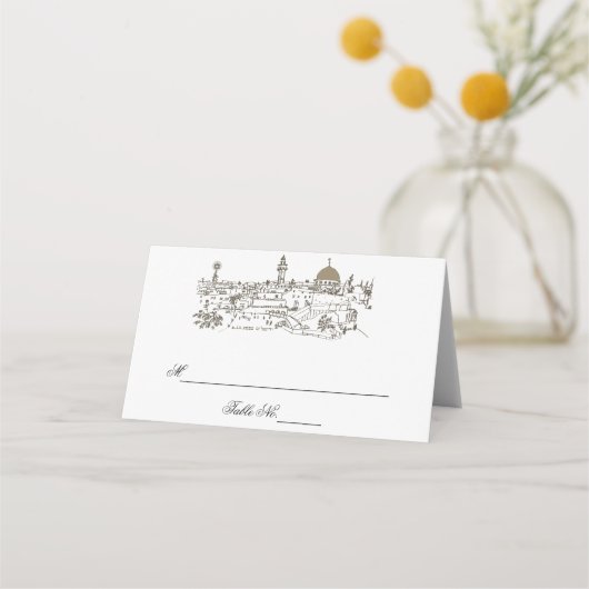 ユダヤ人座席表エルサレムの光景テーブルカード プレイスカード