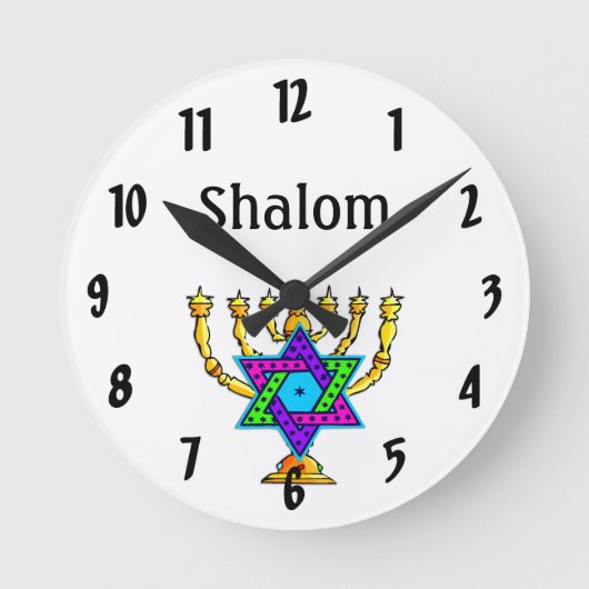 ユダヤ人燭台シャロム    ラウンド壁時計 (正面)