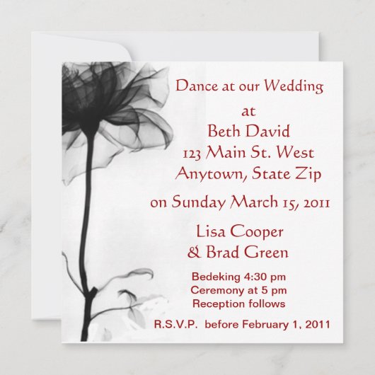 ユダヤ人結婚の花 招待状 (裏面)