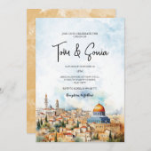 ユダヤ人結婚エルサレムの目的地 招待状 (正面/裏面)