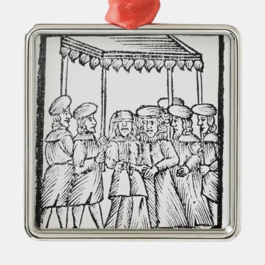 ユダヤ人結婚式のイラストレーション メタルオーナメント (正面)