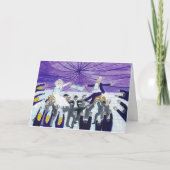 ユダヤ人結婚式の持ち上がる新郎新婦 カード (正面)