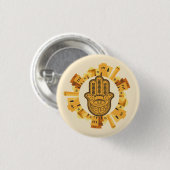 ユダヤ人金ゴールドエルサレム・ハンサとダビデの星 缶バッジ (正面&裏面)