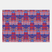 ユダヤ人 – (ユダヤ教)メノラー – 格子状 – ザクロ赤土 ラッピングペーパーシート (正面)