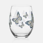 ユダヤ人（昆虫）オオカバマダラ、モナーク ステムなしワイングラス (裏面)