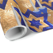 ユダヤ人 – 燭台 – 星–3-金ゴールド ラッピングペーパー (ロールコーナー)