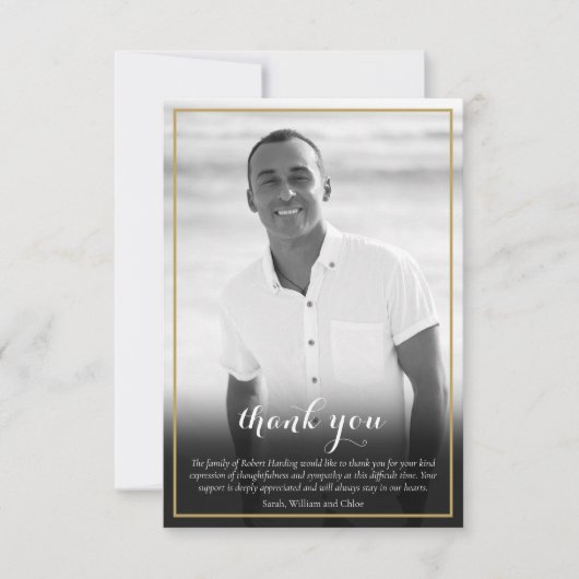 ユダヤ式葬儀 黒白写真 ダビデの星 サンキューカード (正面)