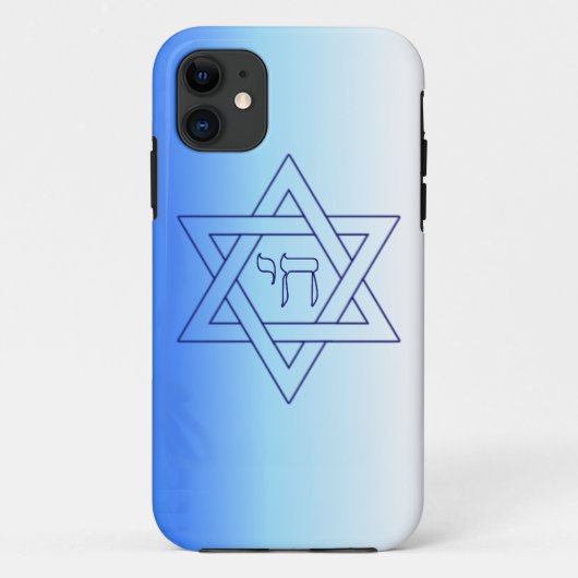 ユダヤ教のダビデの星 ヘブライ語のチャイ Case-Mate iPhoneケース (裏面)