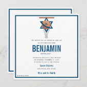 ユダヤ教のバスケットボール バル・ミツヴァの招待状（スクエア） 招待状 (正面/裏面)