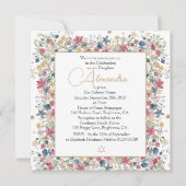 ユダヤ教の女の子の赤ちゃん命名 花 フラワー リリジー 招待状 (正面)