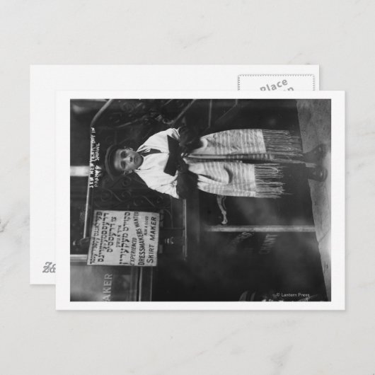 ユダヤ教の新年中に祈りのマントをまとった少年 シーズンポストカード (正面/裏面)