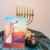 ユダヤ教の男性がshofarラッパを吹くイメージ - 新年の挨拶 カード