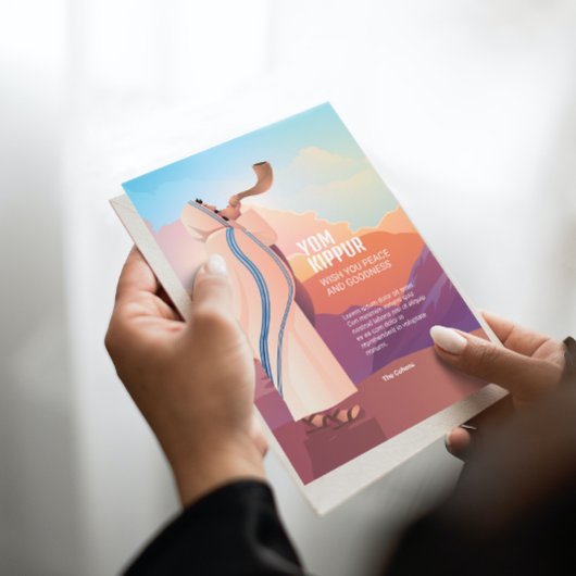 ユダヤ教の男性がshofar ラッパを吹くイメージ - 新年の挨拶 カード