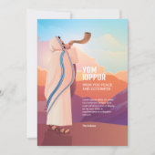 ユダヤ教の男性がshofar ラムの角を吹く挨拶 カード (正面)