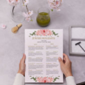 ユダヤ教の祝日カレンダー 2025 2026 ピンクの花 ポスター