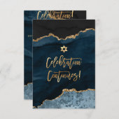 ✡(ユダヤ教の)バル・ミツバーお祝い!ウォーターカラーゲート石板ブルー エンクロージャーカード (正面/裏面)