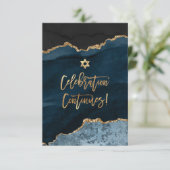 ✡(ユダヤ教の)バル・ミツバーお祝い!ウォーターカラーゲート石板ブルー エンクロージャーカード (スタンド正面)