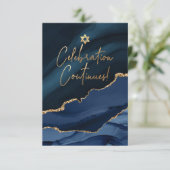 ✡（ユダヤ教の）バル・ミツバーお祝い!ウォーターカラーゲート石板ブルー 出欠カード (スタンド正面)