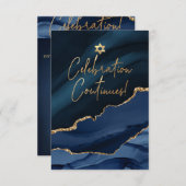 ✡（ユダヤ教の）バル・ミツバーお祝い!ウォーターカラーゲート石板ブルー 出欠カード (正面/裏面)