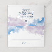 (ユダヤ教の)バル・ミツバーモダンエレガント水彩青紫 プレイスカード (外部開封)