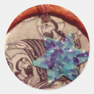 ユダヤ教キリスト教ムスリム平和4バプティスステッカー ラウンドシール