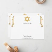 ユダヤ教クラスのためのデビッド金ゴールドグリッターのスター ノートカード (正面/裏面インサイチュ)