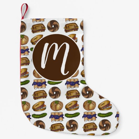 ユダヤ教デリフーズピクルクニッシュブラインツベーゲルロックス スモールクリスマスストッキング (正面)