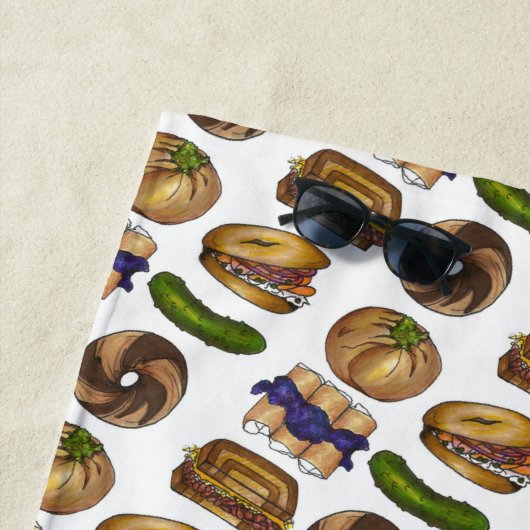 ユダヤ教デリフーズPickle Reuben Blintzニッシュベーゲル ビーチタオル (インサイチュ)