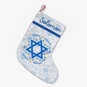 ユダヤ教ホリデーデリツハヌッカチャヌカー(ユダヤ教)メノラー スモールクリスマスストッキング (正面 (吊り時))