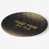 ユダヤ教ホリデーパーティーブラック&金ゴールド過ぎ ペーパープレート (アングル)