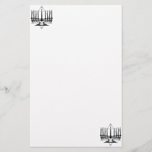 （ユダヤ教）メノラーおよび星 便箋 (正面)