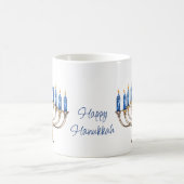 (ユダヤ教)メノラーと燃えるキャンドル幸せハヌカー コーヒーマグカップ (中央)