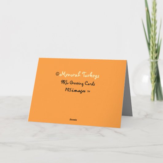 (ユダヤ教)メノラーの七面鳥の幸せなThanksgivukkahの挨拶状 シーズンカード (裏面)